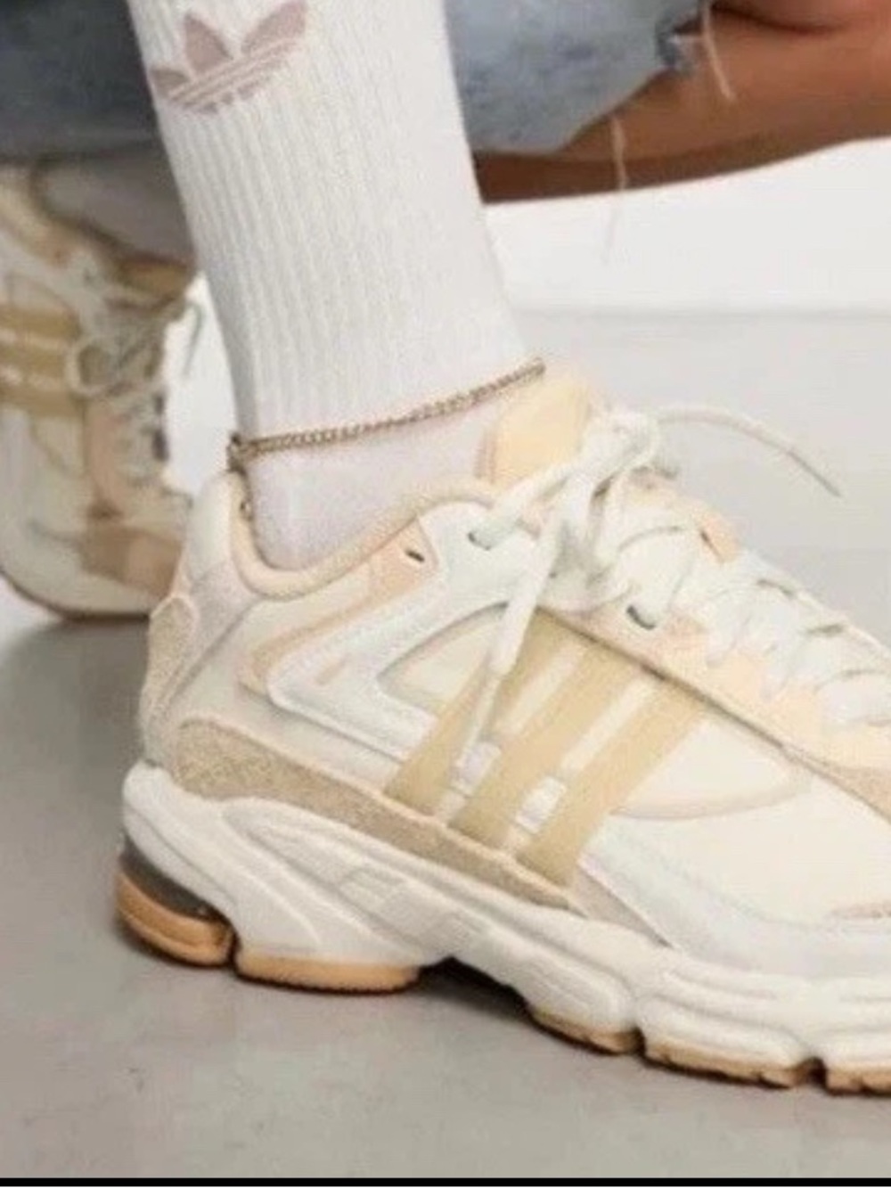 adidas Women's  Sneaker in Cream and Beige Accents
